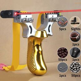 Hunting Slingshots High-precision Powerful Outdoor Hunting Laser Slingshot with Rubber Band Mud Ball Suit Shooting Game Catapult YQ240226