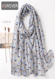 VISROVER 2020 blue geometric printing viscose summer scarf woman Fashion blue dot Wraps Spring Shawls Hijab gift wholes4462497