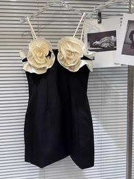 Casual Dresses HIGH STREET Est 2024 Designer Fashion Women's Three Dimensional Floral Sexy Strap Dress