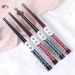 Chopsticks 8 Pairs Wooden Floral Chopstick Sushi Chop Stick Resturant Household Kitchen Tableware Dinner Accessories