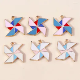 Charms 10pcs 19 17mm Cartoon Enamel Mini Windmill Pendants For Necklaces Earrings DIY Handmade Jewelry Making Accessories