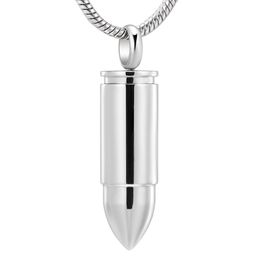 Top Polishing Bullet Urn Ash Holder Keepsake Jewelry Men Women Necklace Stainless Steel Cremation Pendants and Charms215K