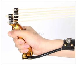 Hunting Slingshots Hot Sale Powerful Outdoor High Quality Precision Slingshot Rubber Band Hunting Shooting Folding Wrist Catapult With Metal Handle YQ240226