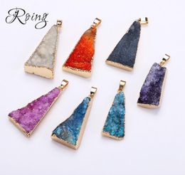 Roing 7 Colours Triangle Pendant Natural Crystal Stone Charms Necklace For Earring Bracelet Necklaces DIY Jewellery Making C0182670695