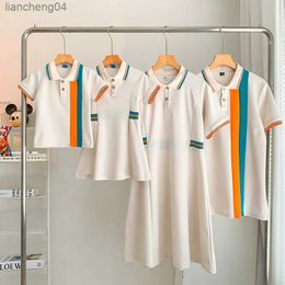 Family Matching Outfits Summer Korea 2023 New Parent-child Dress Family matching Mother-daughter Fashionable Dress Father Son Short Sleeve T-shirt