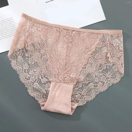 Women's Panties 1/2pcs Women Midi Waist Sexy Cutout Seamless Lace Underwear Breathable Female Girl Lingerie