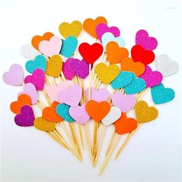 Party Supplies 50pcs Mini Glitter Powder Star Happy Birthday Cake Topper Princess Heart Wedding Cupcake Baby Shower Decorating