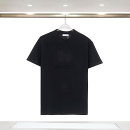 Summer Loewe Relief T-shirts Men and Women Cotton Tee Letter Solid Short Sleeve Round Neck Casual T-shirt 750