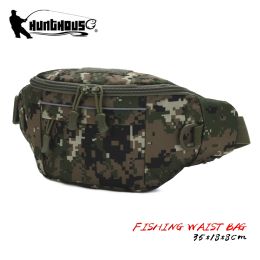 Bags Hunthouse fishing MultiPurpose Waist bag 35*18*8cm Camouflage Outdoor Portable Practical storage lure line hook fishing tackle