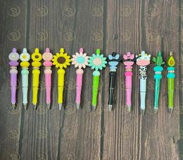 12 Colours 05mm Designer Custom Sunflower Pen Accessories With Cow Cactus Print Pattern Plastic Cute Ballpoint Pen Beadable Creati2225019