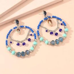 Dangle Earrings Circular Hand Knitting Retro Beading Simple Pendant Bohemia Geometry Alloy Ma'am Rice Bead