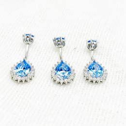 Chains 925 Sterling Silver Colour Blue Pink Cubic Zircon 14G Navel Piercing belly Jewellery