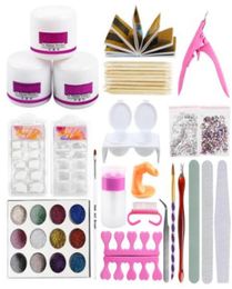 Acrylic Nail Art Manicure Kit 12 Colour Nail Glitter Powder Decoration Acrylic Pen Brush False Finger Pump Nail Art Tools Kit Set3071405