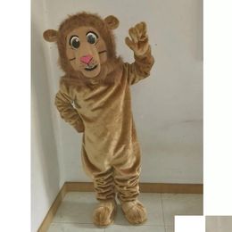 Mascot Costumes Halloween Brown Lion Costume High Quality Customise Cartoon P Theme Character Unisex Adts Outfit Christmas Carnival Dhcqq