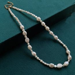 Necklaces Luxury Natural Freshwater Pearl Necklace for Women Wedding Jewellery Small Irregular Baroque Big Pearl Charm Short Choker Necklace