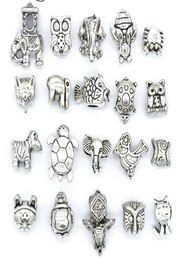 Mix 20 animals Antique Silver Plated Alloy Big Hole Charms Spacer Beads fit charm bracelet DIY Jewellery Necklaces Pendants charms1390800