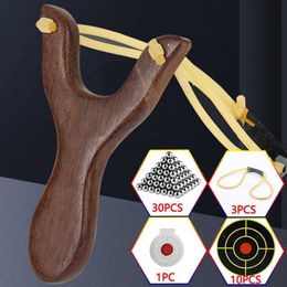 Hunting Slingshots Professional Outdoor Entertainment Slingshot High Quality Wooden Catapult Outdoor Shooting Sports Game Slingshot Set YQ240226