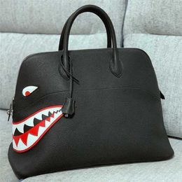 45cm tote bag top quality designer handbag mens brand leather Brief case silver hardware black brown designer bag purse