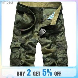 Men's Shorts Mens Cargo Shorts Tactical Multi-Pocket Camouflage Loose Size Military Hiking Casual Outdoor Mountaineer Fish 240226