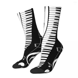 Men's Socks Hip Hop Vintage Minimalistic Piano Keys Crazy Unisex Music Pattern Art Harajuku Printed Crew Sock Boys Gift