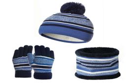 Kids Winter hats Shawls Glov Kit Cotton Wool yarn Used Pompom Hat Warm Beanie Shawls Glove Cat Threepiece warm Set7191530