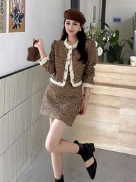 Two Piece Dress UNXX Early Autumn 2024 Rich Lady Chic High-End Lace Design Sequin Top Hip-Wrap Short Skirt Fashion Two-Piece Set High