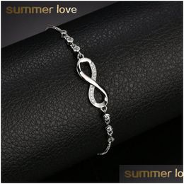 Chain New Fashion Sier Colour Infinite Bracelet Bangle Delicate Simple Personalised Infinity 8 Symbol Chain Adjustable Brace Dhgarden Dhaak