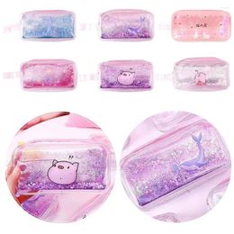 Fashion Creative Portable Cute Cartoon Stationery Case Cosmetic Bag Oiled Uicksand Sequin Pencil Large Capacity