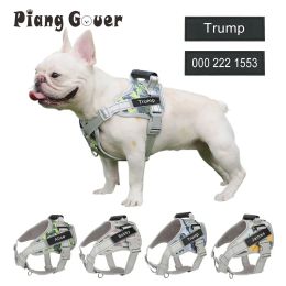 Harnesses Custom Name Reflective Dog Harness Personalised Customization Adjustable Pet Harness for Medium Large Dog Chest Strap Vest