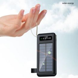 Solar Powerbank Slim Fast Charging Builtin Cable 10000mah 20000mah Travel Portable Charger Solar Power Bank for mobile phone