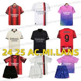 2024 25 Soccer Jerseys Ac MI fans men kids Kit Uniforms LAN REBIC THEO REIJNDERS KESSIE DE KETELAERE RAFA LEAO GIROUD PULISIC Football player Shirt 2023