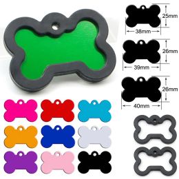 Necklaces 20Pcs Customization Pet ID Tag Silent Black Bone Shape Rubber Silencer Pendant Antilost Jewellery Charm Accessories