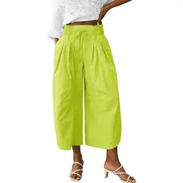 Women's Pants Casual Fashion Solid Colour Cotton Linen Wide Leg Versatile Trousers Sweatpants With Pockets Ropa Mujer