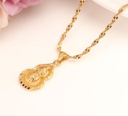 Dubai Real 14 k Yellow Fine gold GF Women Pendant Necklace Gold Colour Jewellery Fortune gourd party wedding Gifts6124362