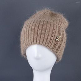 Berets Year Gift Boutique Rear Fork Fur Beanies Soft Warm Fluffy Winter Hat For Women Angora Pile Cap Female Bonnet Skullies Beanie