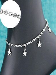 Whole 12pcsLOT Fashion star charms Stainless steel anklet bracelet on Foot Ankle chain Bracelet charm jewelry Gift JL011411134