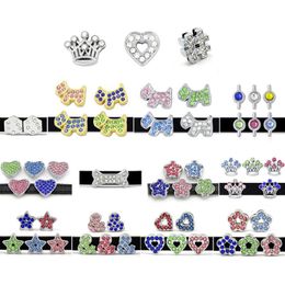 10PCS 8MM Crystal Rhinestone Slide Charms Fit for 8mm Wristband bracelet Belt Pet collar 5 styles can choose LSSC13-405253s