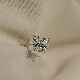 Cluster Rings VENTFILLE 925 Sterling Silver Butterfly Ring For Women Girl Gift Hollowed Out Retro Versatile Fashion Jewellery Drop