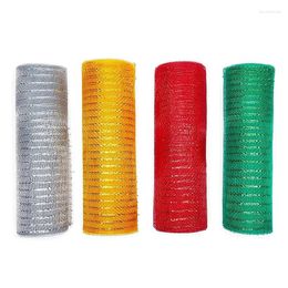 Decorative Flowers 4 Rolls Of Christmas Wreath Door Decoration Net Gold Wire Netting Gift Packaging Diy Craftsmanship About 26Cmx91cm Retail