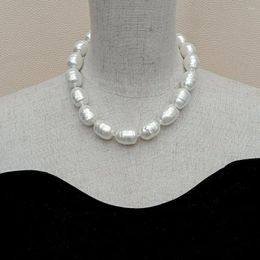 Pendants YYGEM Large 16x22mm White Sea Shell Pearl Baroque Shape Choker Necklace 17" Hyperbole For Women