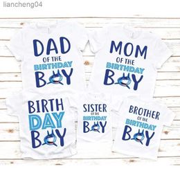 Family Matching Outfits Summer Brothers and Sisters Family Unisex T-Shirt Shark Dad Mom Kids Birthday Boy Matching Leisure T Shirt Party Clothes