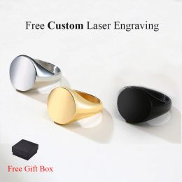 Rings Custom Laser Engrave Personalized Signet Name Rings for Women Titanium Stainless Steel Engagement Ring Blanks Unique Jewelry