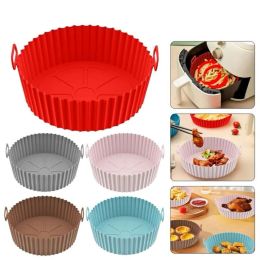 Wholesale Silicone Basket Pot Tray Airfryer Liner For Air Fryer Silicone Pot Reusable Container Accessories Pan Baking Mold Canister Shape Protector