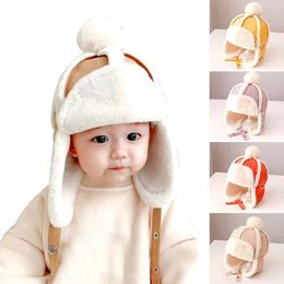 Berets Plush Cotton Children Hat Solid Color Adjustable Kids Bonnet Winter Warm Thick Ear Protection Caps Cute Comfortable Lei Feng Cap