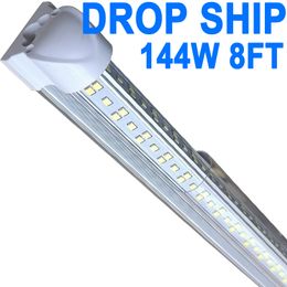 8 foot led shop lights 144W 96inch 14400 LM LED Under Cabinet Light, T8 Integrated Tube Light Fixture for Utility 8Ft Shop Light Ceiling Garages Warehouse crestech