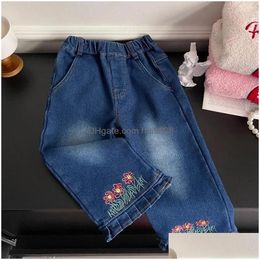 Trousers Capris Elastic Waist Ankle Length Warm 2024 Winter Korean Girls P Denim Pants For Baby Thickened Outwear Drop Delivery Kids Dhelp