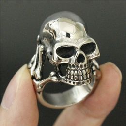 3pcs lot New Arrival Heavy Ghost Skull Ring 316L Stainless Steel Fashion Jewellery Band Party Skull Cool Man Ring3389