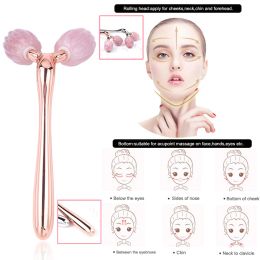 Roller 3D Face Roller Massager Natural Rose Quartz Jade Roller Face Lift 360 Rotate Body Facial Massage Skin Care Tools Wrinkle Remover