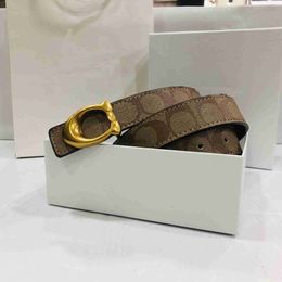 Belts Fashion Womens Belt Metal Buckle Mens Designer Printed Belt Classic Business High Quality Gold Belts 2023 gift AA 240226