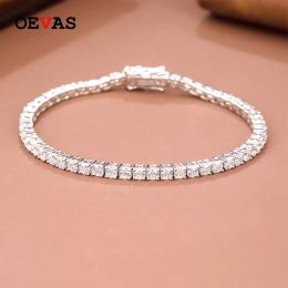 Bangles OEVAS 100% 925 Sterling Silver 3mm High Carbon Diamond Fashion Super Flash Tennis Bracelet Fine Jewellery Gift Wholesale